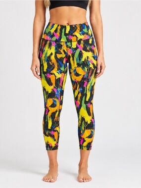 Lululemon Wunder Train Contour Fit High-Rise Crop Tight 25" Black Multi Size 14